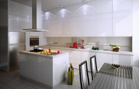 Кухонные гарнитуры со стеклянным фасадом